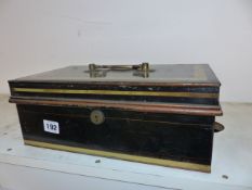 A VINTAGE CHUBB CASH BOX.