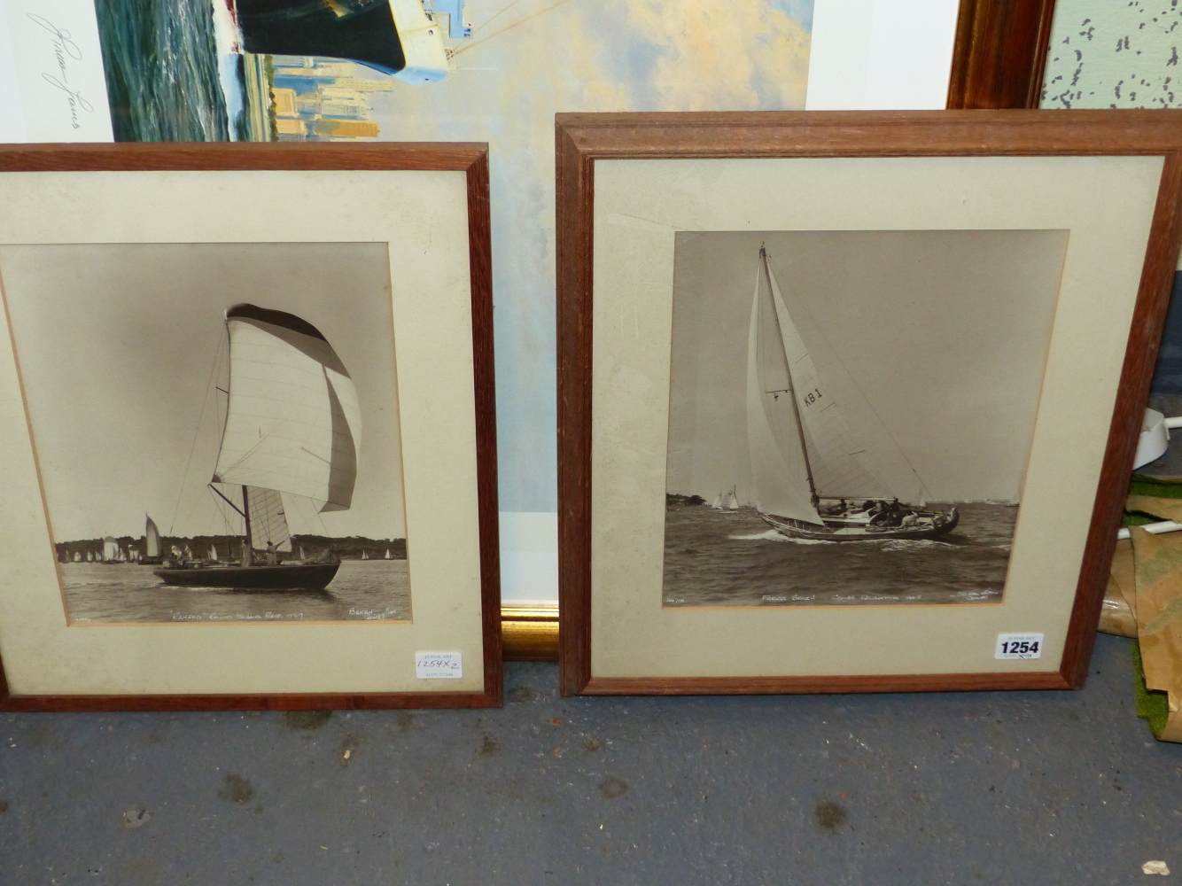 TWO VINTAGE PHOTOGRAPHS OF SAILBOATS IN COWES REGATTAS, 1957 AND 1963. BEKEN SON COWES. 28 x - Image 3 of 3