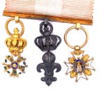 MEDALS. A GROUP OF THREE FRENCH MINIATURE MEDALS, ORDER OF ST LOUIS.