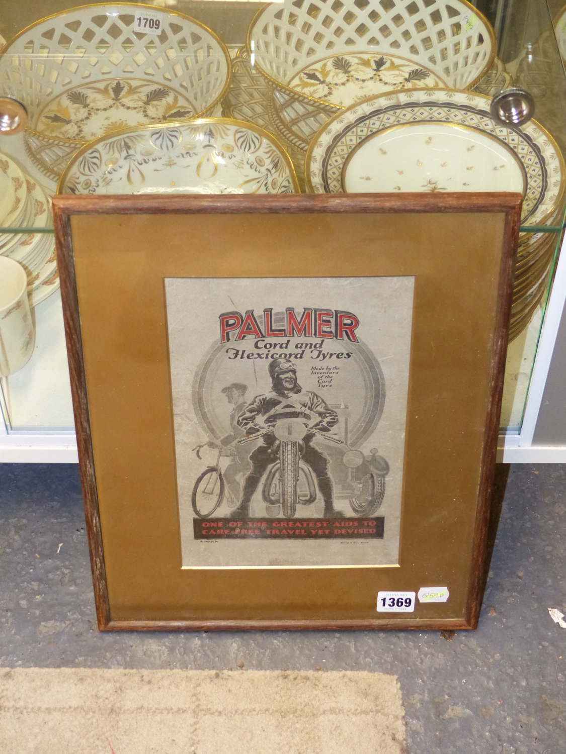 A BLACK AND RED PRINTED ADVERT FOR PALMER TYRES DESIGNED BY D PARR, WITHIN GILT SLIP AND OAK - Image 3 of 4