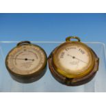 TWO POCKET BAROMETERS BY J H STEWARD AND BY C W DIXEY AND SON