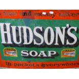 ENAMEL SIGN "HUDSONS SOAP", 92 x 62cms.