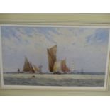 W. W. MAY (1831-1896). TWO MARINE VIEWS, SIGNED WATERCOLOURS. 17 x 26cms (2).