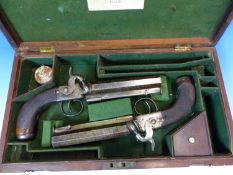 A CASED PAIR OF PERCUSSION BELT PISTOLS BY RICHARDSON OF EDINBURGH, SIGHTED OCTAGONAL DAMASCUS