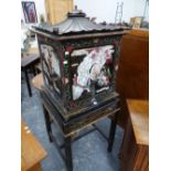 AN AEOLIAN Co. Ltd. VOCALION 2134 ELECTRIC GRAMOPHONE WITHIN A BLACK GROUND CHINOISERIE CABINET, THE