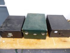 THREE PORTABLE GRAMOPHONES FOR RESTORATION.