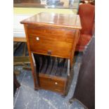 A MAHOGANY CABINET TO TAKE A GRAMOPHONE, THE FRONT WITH CENTRAL DOORS OPENING ONTO RECORD RACKS WITH