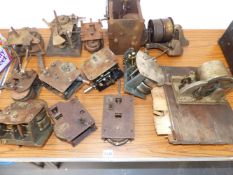 THIRTEEN VARIOUS GRAMOPHONE MOTORS.