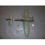 A GERMAN WORLD WAR II MODEL WAR PLANE POWERED BY A LIVE FUEL ENGINE, THE WINGSPAN. W 85cms.