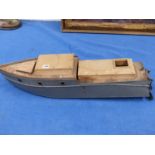 A SCRATCH BUILT MODEL OF A MOTOR TORPEDO BOAT WITH TWIN BOILERS, STEAM PLANT LACKING, GREY PAINTED