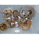 BSA TWIN CYCLINDER HEAD AND BARRELS, A SINGLE CYLINDER BARREL AND OTHER PARTS, VARIOUS (QTY).