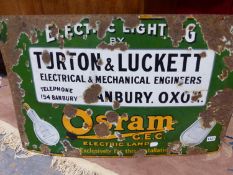 ENAMEL SIGN "OSRAM BULBS", 51 x 76cms.