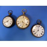 TWO GEORGIAN SILVER PAIR CASED POCKET WATCHES BY CHATER AND BY TURNER TOGETHER WITH A LATER SILVER