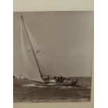 TWO VINTAGE PHOTOGRAPHS OF SAILBOATS IN COWES REGATTAS, 1957 AND 1963. BEKEN SON COWES. 28 x