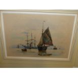 R. MALCOLM LLOYD (1855-1945). IN THE CHANNEL, SIGNED AND DATED 1883, WATERCOLOUR. 16.5 x 24cms.
