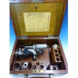 A DOBBIE-MCINNES, GLASGOW, EXTERNAL SPRING EXPLOSION ENGINE INDICATOR IN MAHOGANY BOX WITH SOME