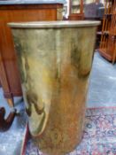 A RARE GERMAN VERY LARGE 42CM BRASS SHELL CASE- BELEIVED TO BE A RARE HEAVY NAVAL HOWITZER SHELL.