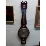 A LATE GEORGIAN MAHOGANY CASE BAROMETER, THE DIAL SIGNED W. JOHNSON, 34 HATTON GARDEN LONDON.