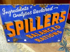 ENAMEL SIGN "SPILLERS BALANCED RATIONS", 76 x 51cms.