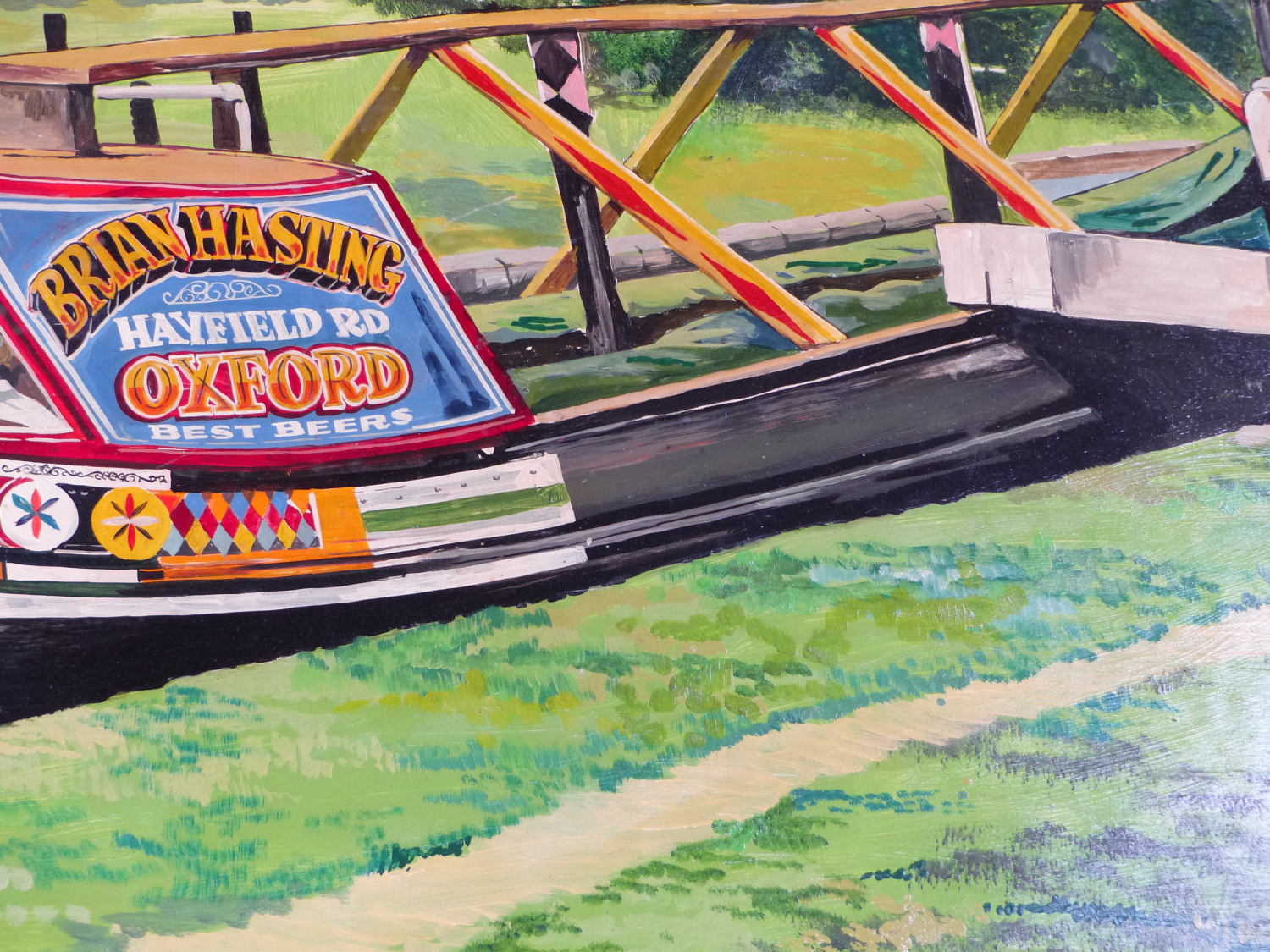 A GROUP OF THREE OIL ON BOARD STUDIES OF CANAL BOAT SCENES BY TIM NEEDLE. LARGEST 153 x 76cms. - Image 7 of 8