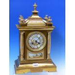 AN 1878 FRENCH PRESENTATION CLOCK, THE PORCELAIN DIAL PAINTED WITH CLASSICAL RUINS BELOW THE