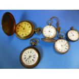 THREE ANTIQUE HUNTING CASED POCKET WATCHES AND TWO OPEN FACED, THE TWO KEY WINDING WATCHES IN