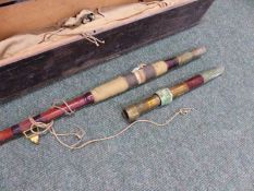 A HARDY PALAKONA No. 6 SALT WATER ROD, A HARDY THREE PIECE SALMON ROD WITH SPARE TOP, A THOMAS THREE