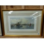 AFTER JAMES TOWNSEND. A HAND COLOURED PRINT ENTITLED SOUTHAMPTON DOCKS. 27 x 48cms.