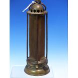 A RARE MINERS DAVY TYPE LAMP BY J. MILLS NEWCASTLE "STANDARD" 25CM HIGH