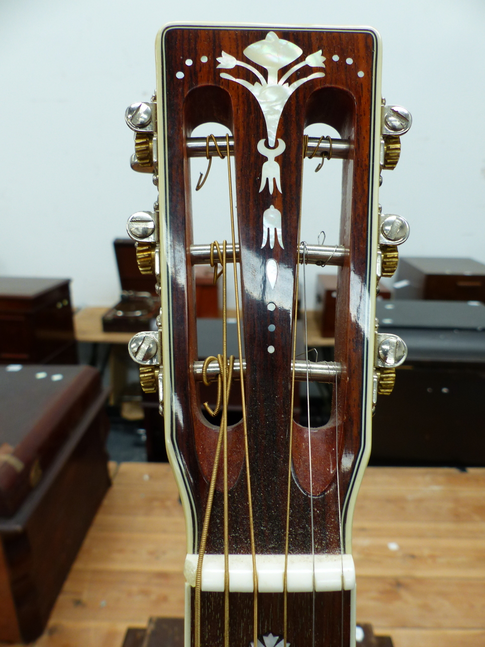 A COPY OF A GIBSON ACCOUSTIC GUITAR, No 38090 WITH A CARRYING CASE. NOTE THIS GUITAR IS A RE-BADGED - Image 16 of 28