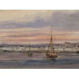 ATTRIBUTED TO COPLEY FIELDING (1787-1855) A HARBOUR VIEW, SIGNED WATERCOLOUR, MOUNTED BUT