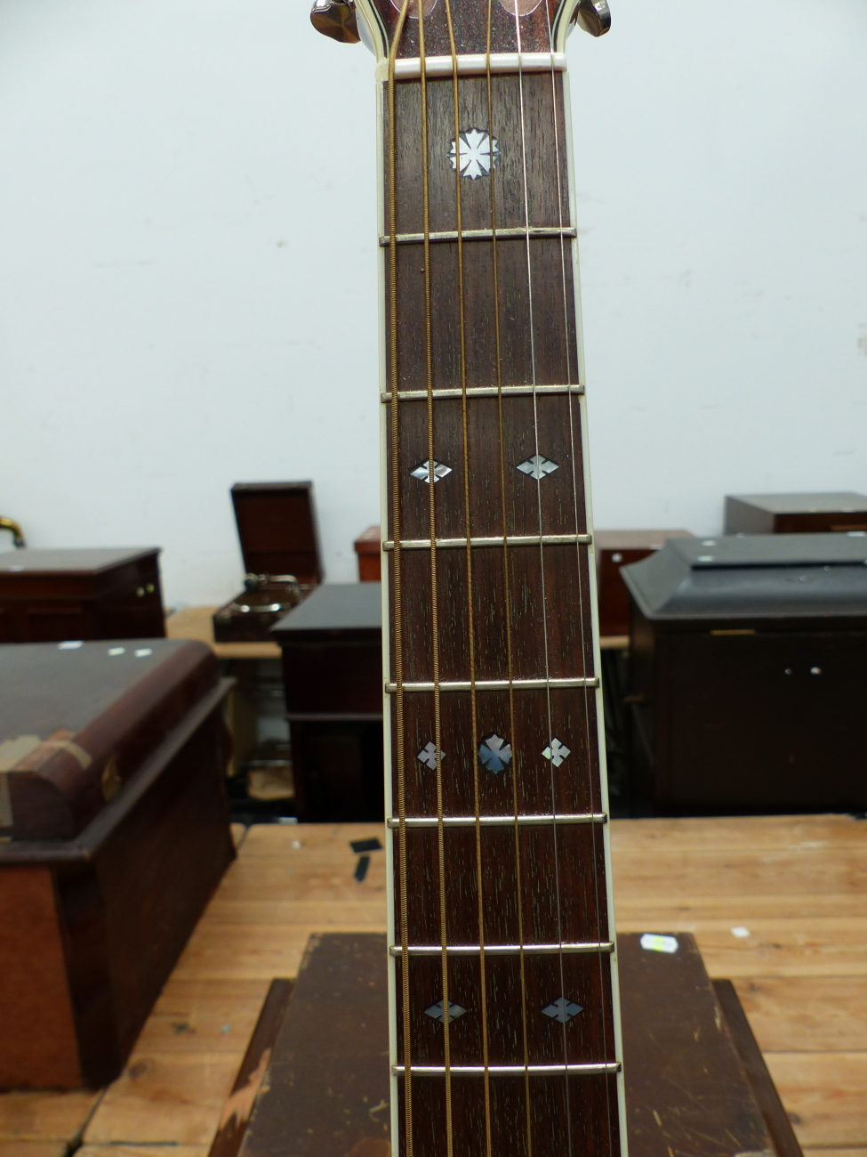 A COPY OF A GIBSON ACCOUSTIC GUITAR, No 38090 WITH A CARRYING CASE. NOTE THIS GUITAR IS A RE-BADGED - Image 15 of 28