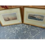 19th.C.ENGLISH SCHOOL. FISHING BOATS ON THE BEACH, WATERCOLOUR. 13.5 x 24cms. TOGETHER WITH