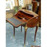 A 19TH CENTURY PARQUETRY INLAID SMALL BUREAU BY PAUL SORMANI WITH GILT BRONZE MOUNTS