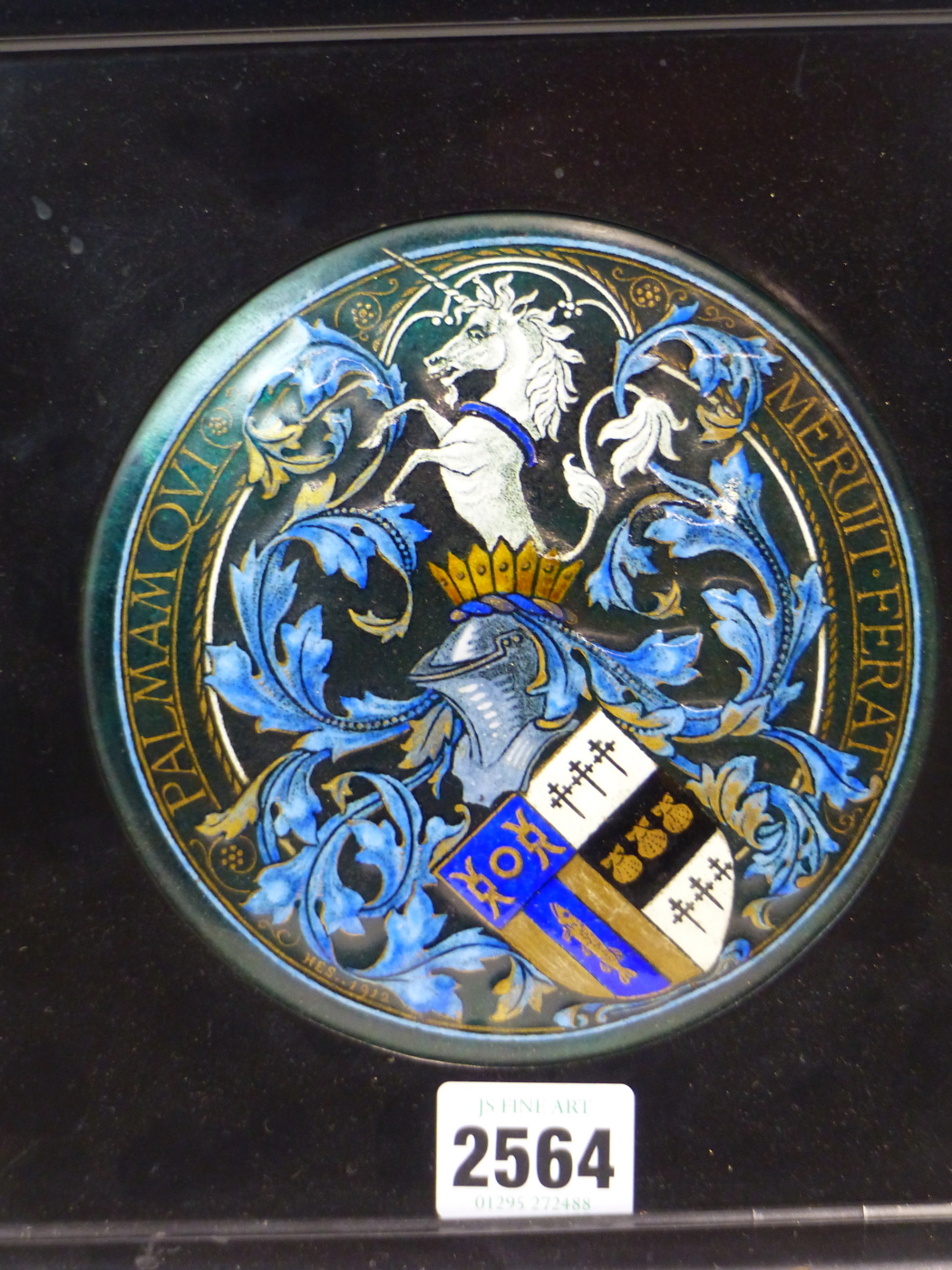 H E SIMPSON, LEEDS, HIS 1912 ENAMEL ROUNDEL FOR THE ACHIEVEMENT OF ARMS OF S D KITSON ESQ. WITHIN - Image 9 of 10