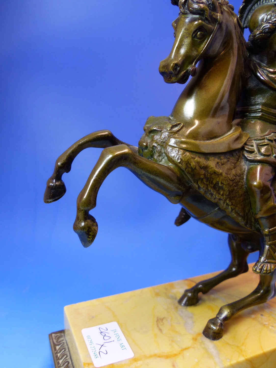 A PAIR OF 19th.CENTURY EQUESTRIAN BRONZES OF A COSSACK AND A ROMAN SOLDIER, THEIR HORSES REARING ON - Image 5 of 20