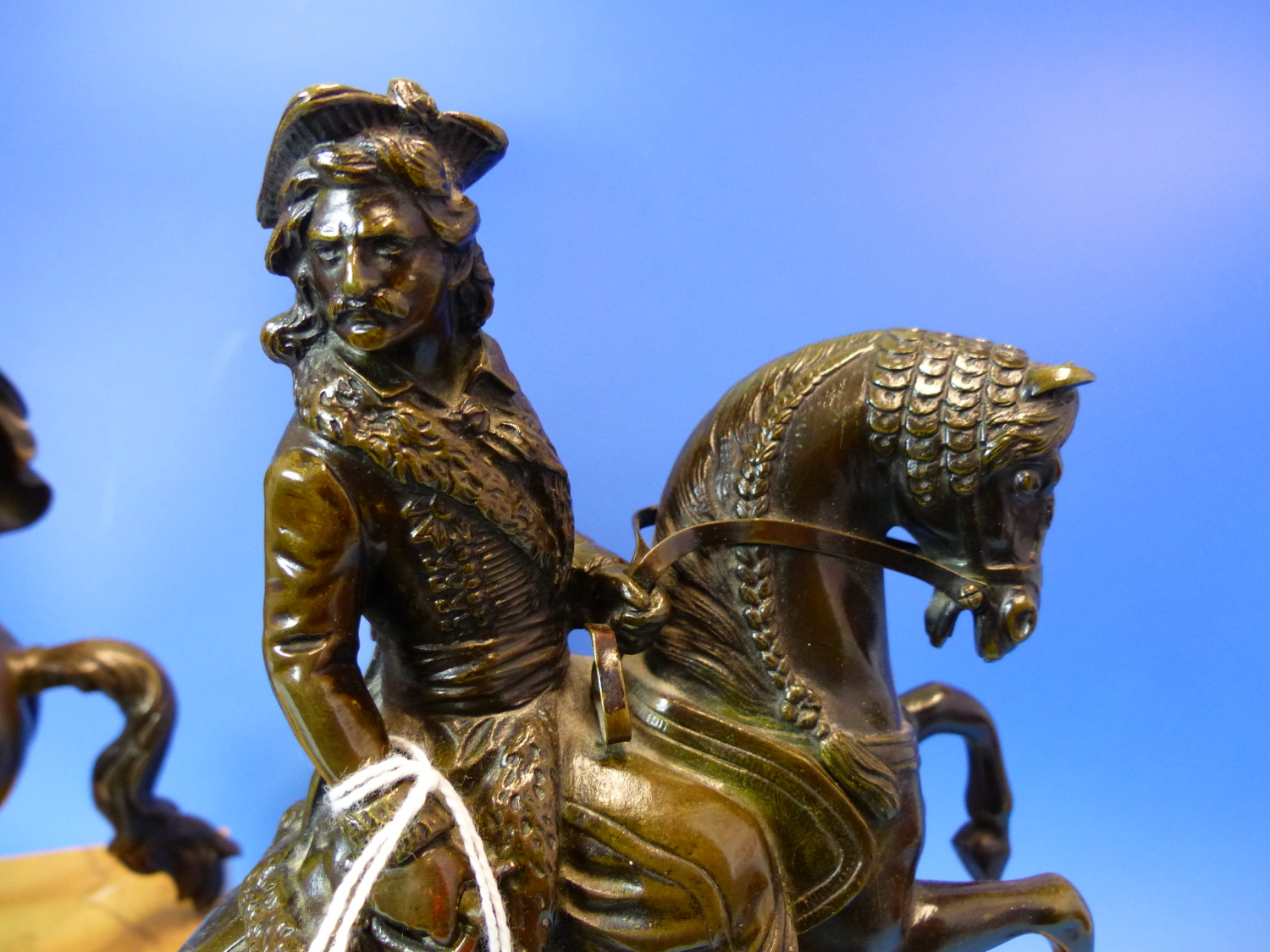 A PAIR OF 19th.CENTURY EQUESTRIAN BRONZES OF A COSSACK AND A ROMAN SOLDIER, THEIR HORSES REARING ON - Image 9 of 20