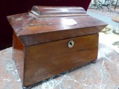 A VICTORIAN BRASS CORNERED WALNUT WRITING SLOPE. W 50cms. TOGETHER WITH A ROSEWOOD TWO COMPARTMENT
