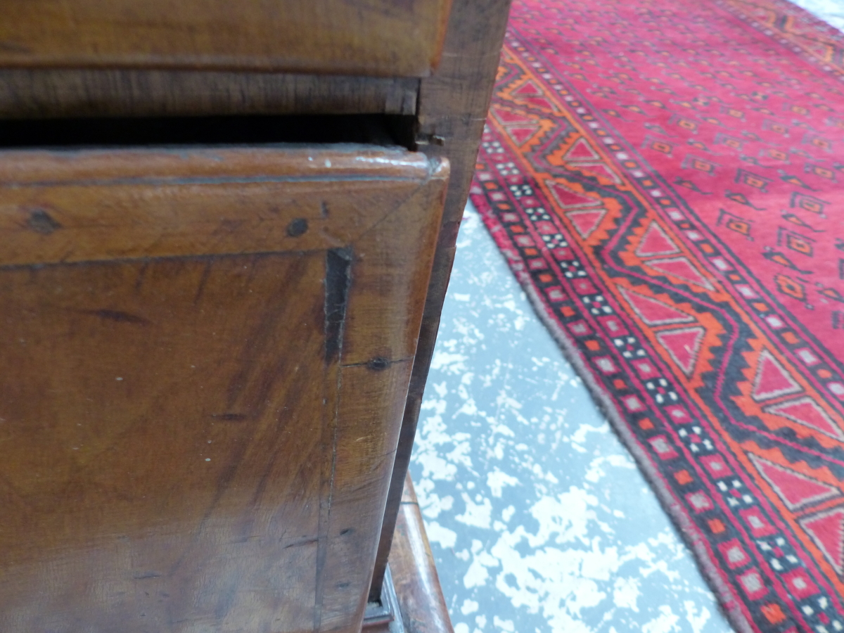 AN 18th.C. AND LATER WALNUT CHEST OF THREE SHORT AND THREE LONG GRADUATED DRAWERS ON SHAPED PLINTH - Image 11 of 13