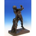 A COPPER FINISHED ELECTROTYPE FIGURE AFTER THE ANTIQUE OF A GLADIATOR. H 58cms.