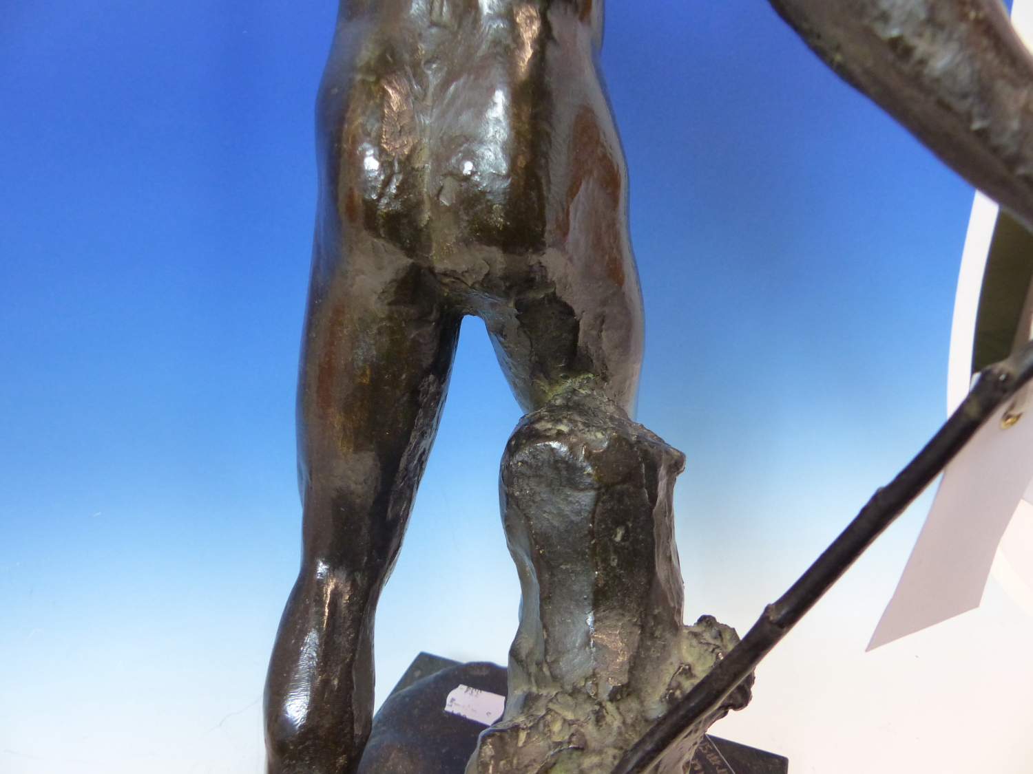 ROBERT CAUER. B.1863. DARMSTADT. SURSAM CORDA A BRONZE NUDE MAN WITH A STICK IN HIS RIGHT HAND AND - Image 17 of 19