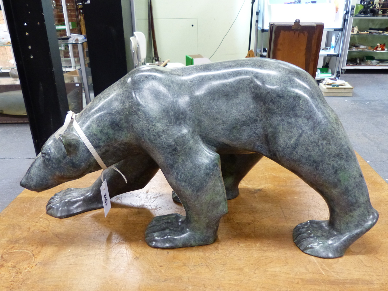 JONATHAN KNIGHT (1959-) ARR. PATINATED BRONZE OF A POLAR BEAR WALKING. SIGNED AND MONOGRAMED, - Image 2 of 17