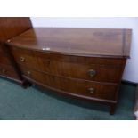 A 19th.C.MAHOGANY LOW CHEST OF TWO DRAWERS STANDING ON SQUARE TAPERED LEGS. W.125 x D.59 x H.75cms.
