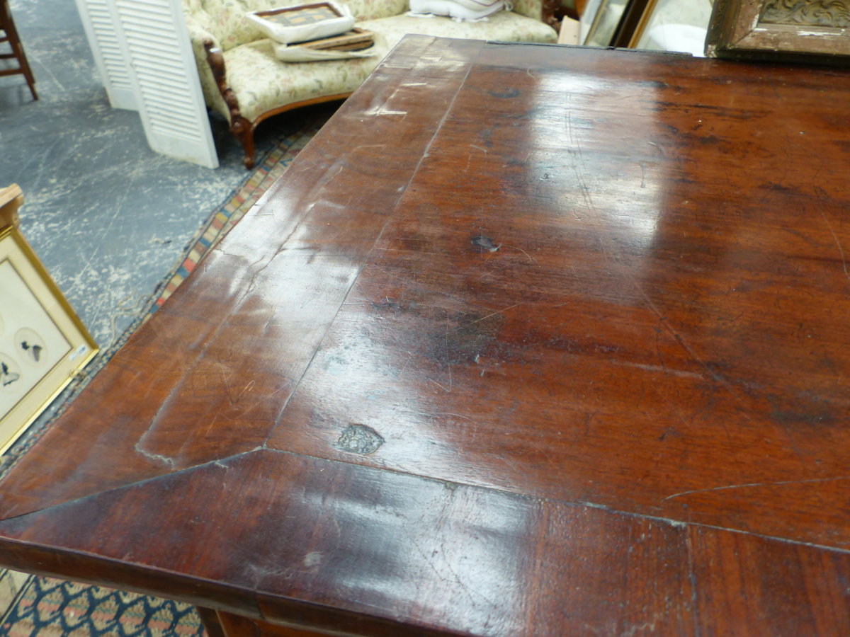 AN 18th.C. AND LATER WALNUT CHEST OF THREE SHORT AND THREE LONG GRADUATED DRAWERS ON SHAPED PLINTH - Image 8 of 13