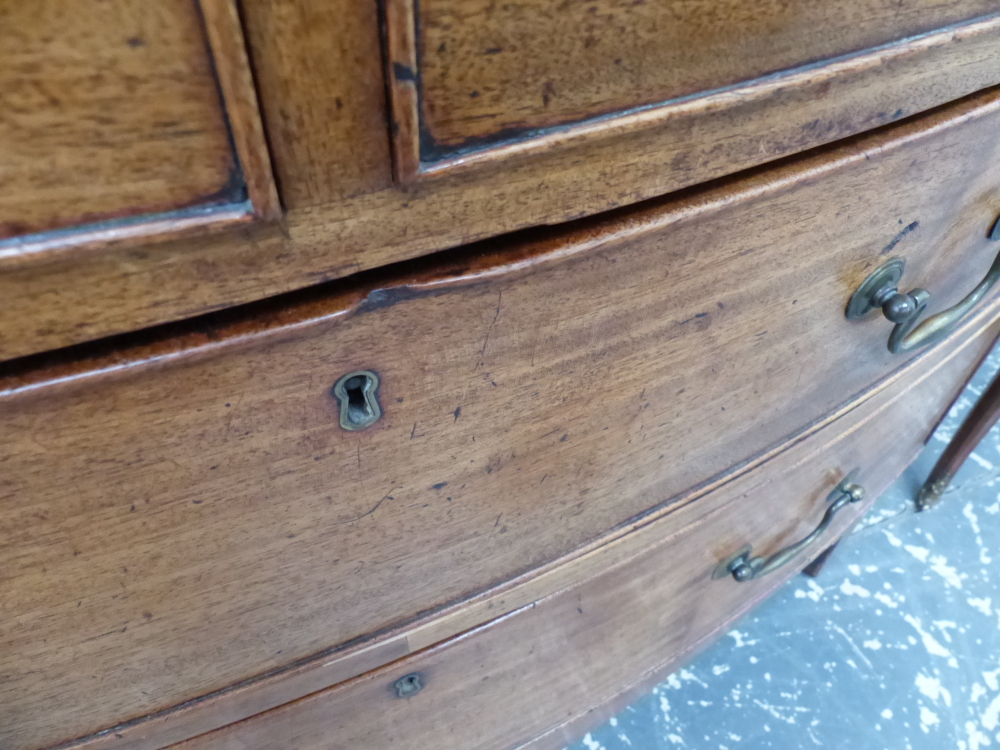 AN EARLY 19TH CENTURY MAHOGANY BOWFRONT FOUR DRAWER CHEST. - Image 9 of 13