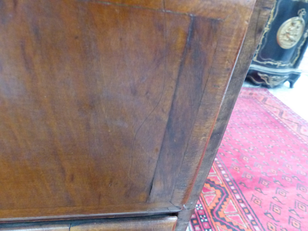 AN 18th.C. AND LATER WALNUT CHEST OF THREE SHORT AND THREE LONG GRADUATED DRAWERS ON SHAPED PLINTH - Image 12 of 13