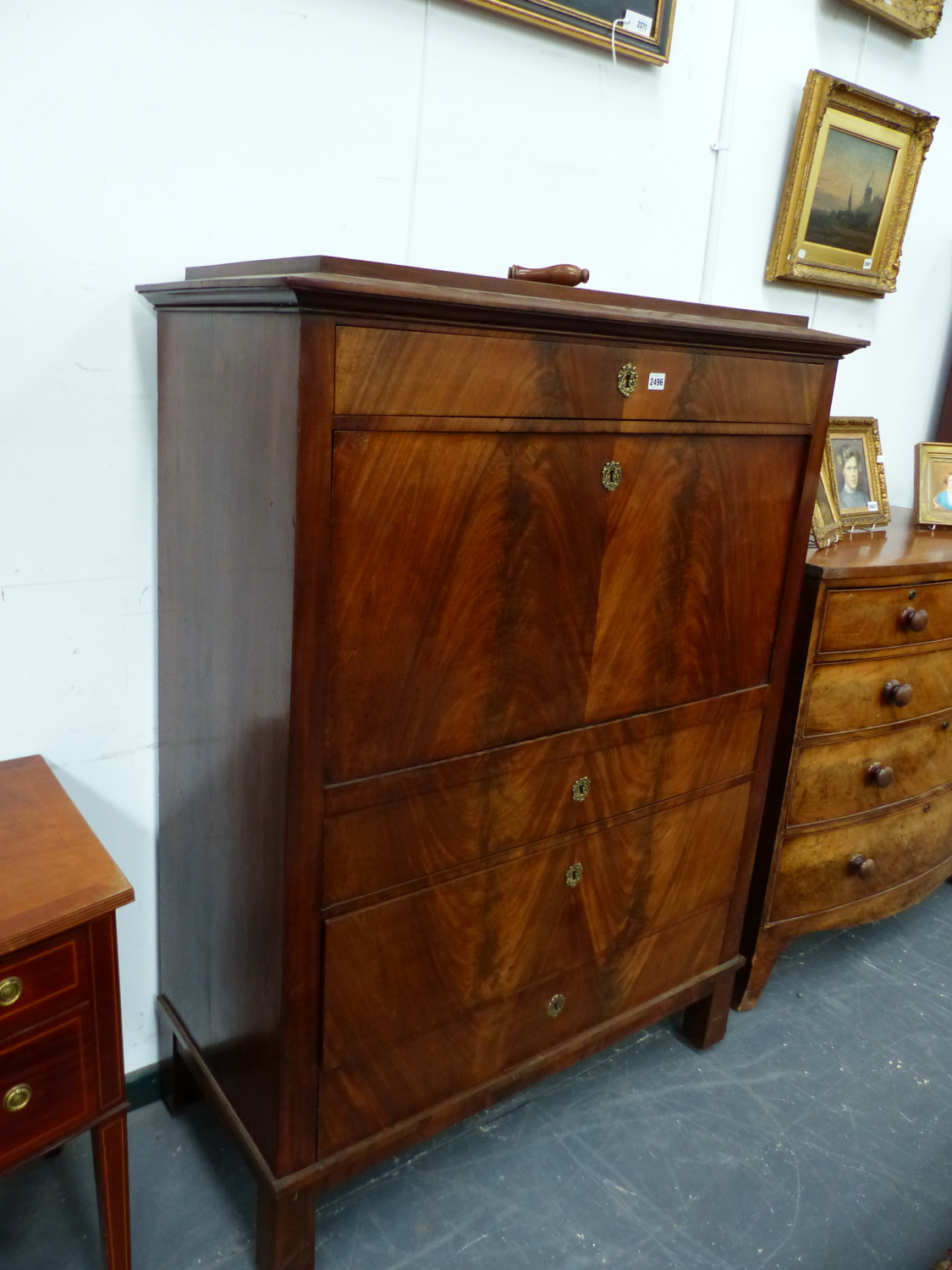 A 19th.C.FRENCH MAHOGANY SECRETAIRE ABBATANT WITH FITTED INTERIOR. 106 x 51 x H.148cms. - Image 2 of 13