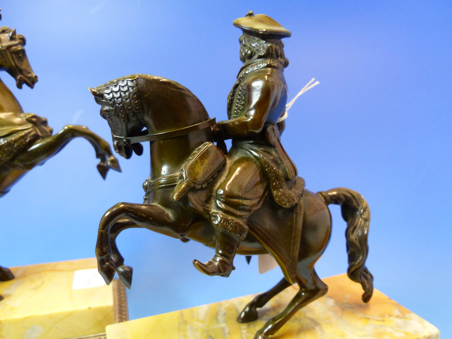 A PAIR OF 19th.CENTURY EQUESTRIAN BRONZES OF A COSSACK AND A ROMAN SOLDIER, THEIR HORSES REARING ON - Image 17 of 20