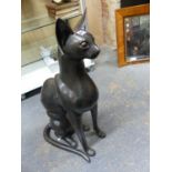 A LARGE CONTEMPORARY BRONZE FIGURE OF AN EGYPTIAN CAT.