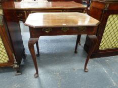 A GEORGIAN AND LATER OAK OCTAGONAL TOP ONE DRAWER TABLE, PAD FEET. H. 72 x W. 79 x D. 56cms.